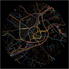 Colorful Map of Lier, Antwerp with all major and minor roads.