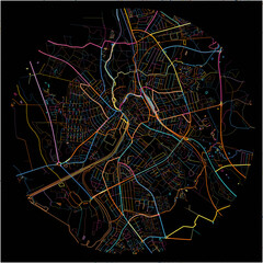 Colorful Map of Naestved with all major and minor roads.