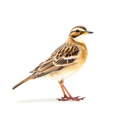 Eurasian skylark bird isolated on white.
