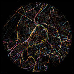 Colorful Map of Poitiers, Vienne with all major and minor roads.