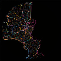 Colorful Map of Antibes, Alpes-Maritimes with all major and minor roads.