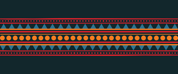 Hand drawn abstract seamless pattern background. Ethnic border style vector seamless pattern. Ethnic embroidery seamless border template. Gypsy geometric motif, mexico or african print design