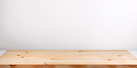 empty wooden board with white background for display of product, backdrop for product photography