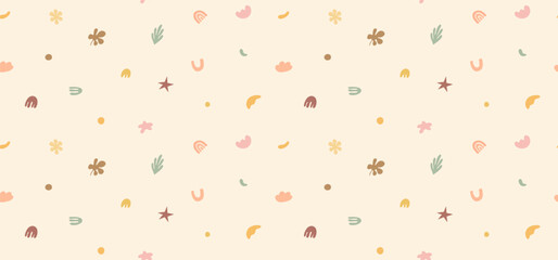 Seamless vector pattern of abstract doodle hand drawn organic shapes.