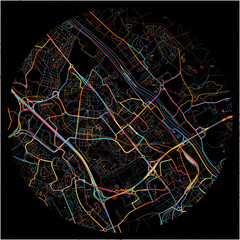 Colorful Map of Evry, Essonne with all major and minor roads.
