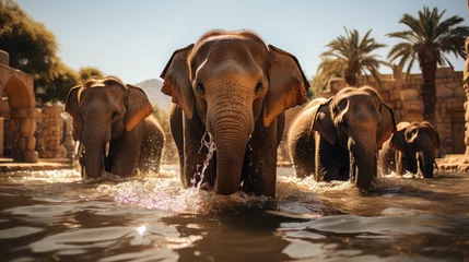 Foto auf Alu-Dibond Elephants enjoying life at Patara Elephant camp. © Matthew