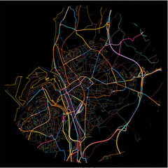 Colorful Map of Boulogne-sur-Mer, Pas-de-Calais with all major and minor roads.
