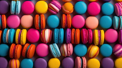 colorful macaroons on a table.Generative Ai