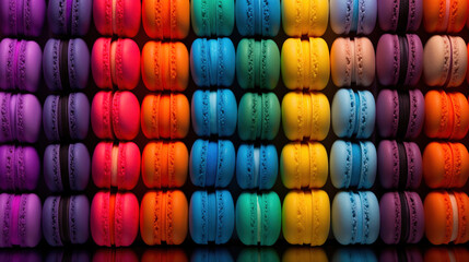 colorful macaroons on a table.Generative Ai