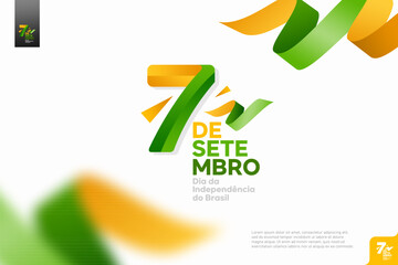 brazil independence day logotype september 7th with flag background.