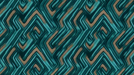 Fotobehang motif sans bord de moquette ou de tapis en laine, couleurs vert et orange - seamless © Fox_Dsign