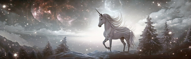 Obraz na płótnie Canvas panorama unicorn.AI generated.