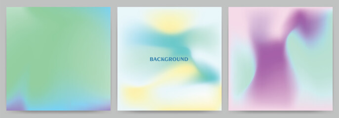 Set of abstract backgrounds with holographic effect, gradient blur.