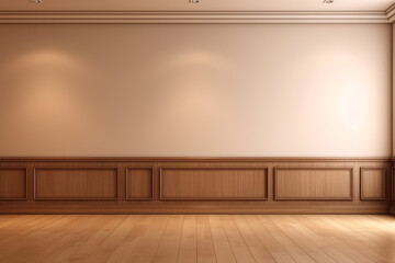 3d render of a room with a wall for sofa placement