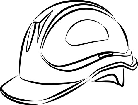 recommend clip art: Construction safety helmet icon. Hard hat, protect and safe concept. A hand drawn line art of a Construction safety helmet. Vector illustration view from side view. 
