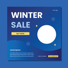 Winter sale banners template in blue colors. Template for social media, banner, poster, flyer. Vector illustration