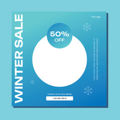 Winter sale banners template in blue colors. Template for social media, banner, poster, flyer. Vector illustration