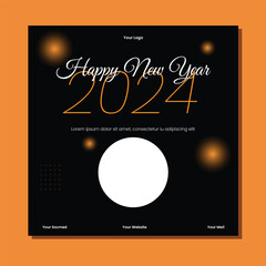 Happy New Years 2024 poster. unique and colorful template free download.