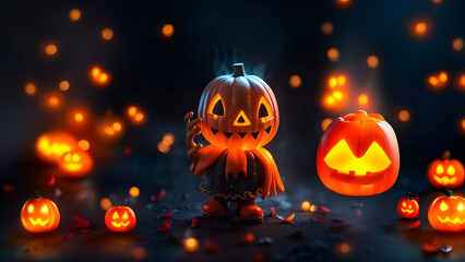 Naklejka premium Halloween night, Illustration by Generative Ai