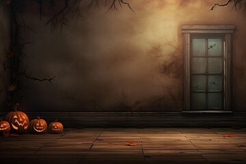 halloween interior wall background with floor and space for text - Powered by Adobe