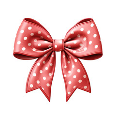 Polka dot ribbon bow. Clipart illustration created with Generative Ai technology