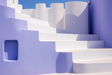 Abstract Santorini Stairs Illustration. Unique Geometric Architecture. 