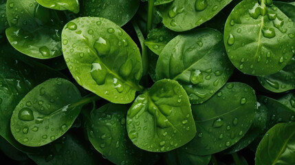 Fototapeta premium Top of view Fresh spinach leaves