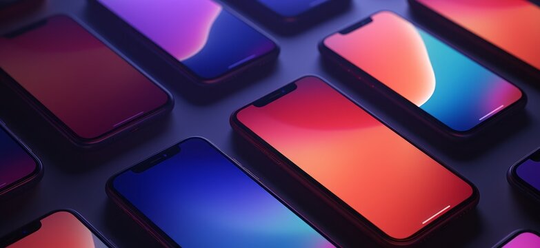 The Play of Light and Shadow: Abstract Digital Artwork on a Smartphone Screen