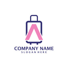 Letter A with Suitcase logo design vector. Initial A with Suitcase logo design template concept