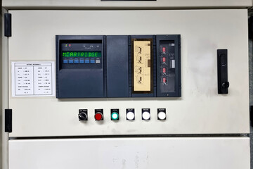 Protection relay panel of Medium voltage switchgear: Overcurrent relay protection. - obrazy, fototapety, plakaty