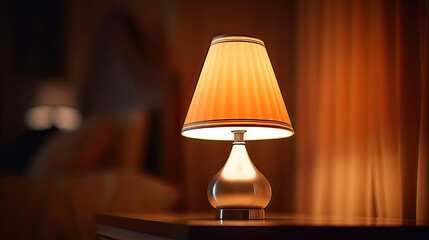 a table lamp spending warm light. Idea for interior design. Generative Ai