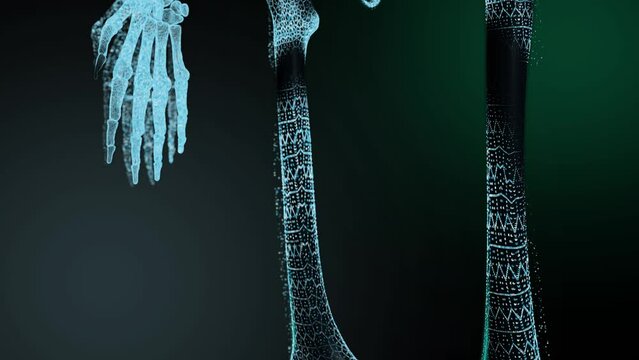 Sceleton. Abstract image. Scanning. Close-up.