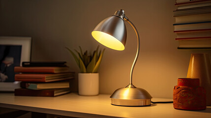 Modern Scandinavian style desk lamp. Idea for interior design. Generative Ai
