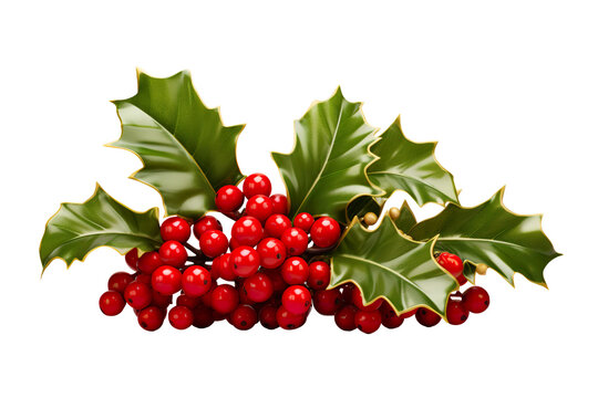 3D Christmas Holly fruit White background isolated PNG