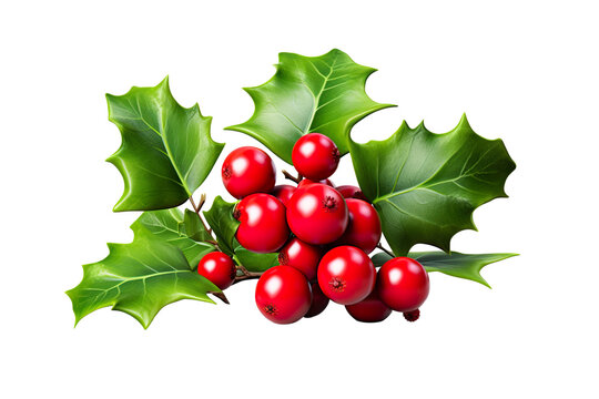 3D Christmas Holly fruit White background isolated PNG