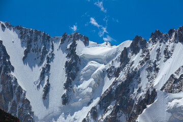 Big snowy mountains in kyrgyzstan