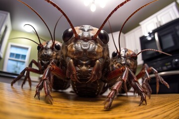 Roaches on a Kitchen - Humorous Hygiene Concept