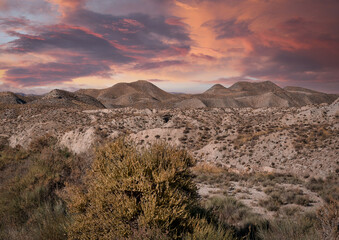 panoramic view of tabernas desert sierrra nevada in spain