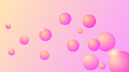 Flowing bubble stream of cute pastel spheres copy space background