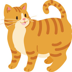 Simple and adorable illustration of happy orange tabby cat talking flat colored