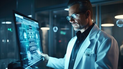 Doctor looking x-ray image on the computer at hospital.