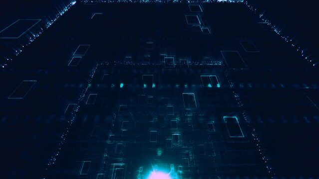 Abstract glowing lights grid animation background 