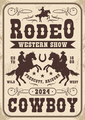 Cowboy rodeo vintage flyer monochrome