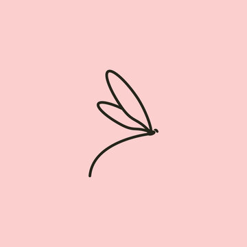 dragonfly logo outline vector illustration logo cute design