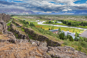 Fototapeta na wymiar Thingvellir National Park - famous area in Iceland