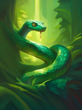 illustration of a snake with a beautiful background