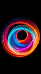 Black background wallpaper for phone with rainbow circles