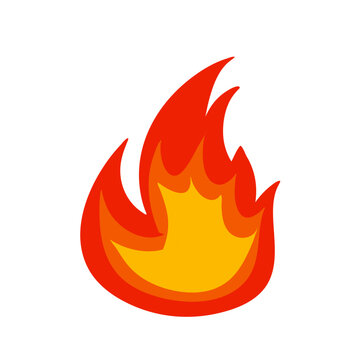 Cartoon flame. Fire fireball, red hot campfire, burn power fiery silhouettes. Vector illustration 