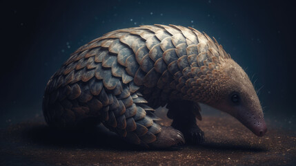 Obraz premium Indian Pangolin or Anteater. Beautiful spiral galaxy.