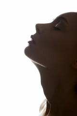 close-up portrait of Beautiful Woman. Female silhouette